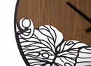 Orologio da Muro Wood/Leaf 60x2x60 cm in Ferro e MDF Nero e Marrone      