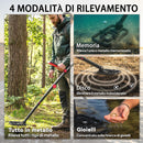 Metal Detector per Adulti 139x26x30 cm 4 Modalità Bobina IP68 Impermeabile Display LCD Nero      