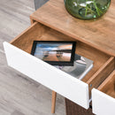 Consolle Ingresso 2 Cassetti 100x35x75 cm in Legno Bianco e Teak