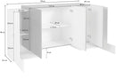 Credenza 2 + 3 Ante 170x45x85 cm Pillon Bianco Lucido