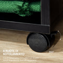 Mobile Appendiabiti con Barra 2 Ripiani Aperti e Ruote 60x40x128 cm Nero 