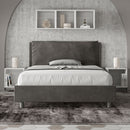 Letto Matrimoniale Francese Imbottito in Microfibra Antea Large Grigio Varie Misure