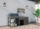 Composizione 3 Moduli Cucina BBQ + Armadietto con Anta + Mobile Lavandino Top in Acciaio Inox Nero      