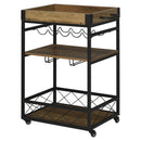 Carrello da Cucina 77x44,5x91 cm 3 Ripiani Portabicchieri e Ruote in Legno e Metallo 