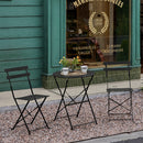 Set 3 Pezzi Giardino Tavolo con 2 Sedie Bistrot Pieghevole Modello Parigi Nero      