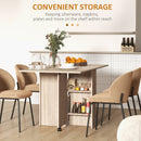 Tavolo Pieghevole con 2 Ribalte per 6 Persone con Ripiani e Rotelle Integrate  Legno Naturale