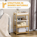Mobiletto da Cucina 42,8x33x70 cm con Vassoio Removibile in Bambù Bianco e Legno