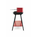 Barbecue a Carbone Carbonella Rettangolare 58x38x82 cm con Vassoio in Acciaio al Carbonio Rosso      