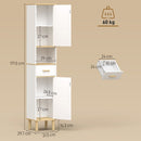 Mobile a Colonna Bagno Canettato 31,5x29,7x171,5 cm con Cassetto e Ripiani Regolabili in Legno Bianco      