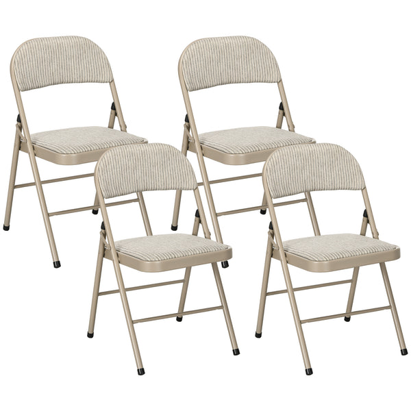 Set 4 Sedie Pieghevoli 45x46x78 cm con Seduta Imbottita in Poliestere e Acciaio Beige online