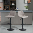 Set 2 Sgabelli con Schienale 43x46,5x89-110 cm in Microfibra Grigio