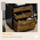 Cassettiera 3 Cassetti 60x45x75 cm in Truciolato Marrone e nero