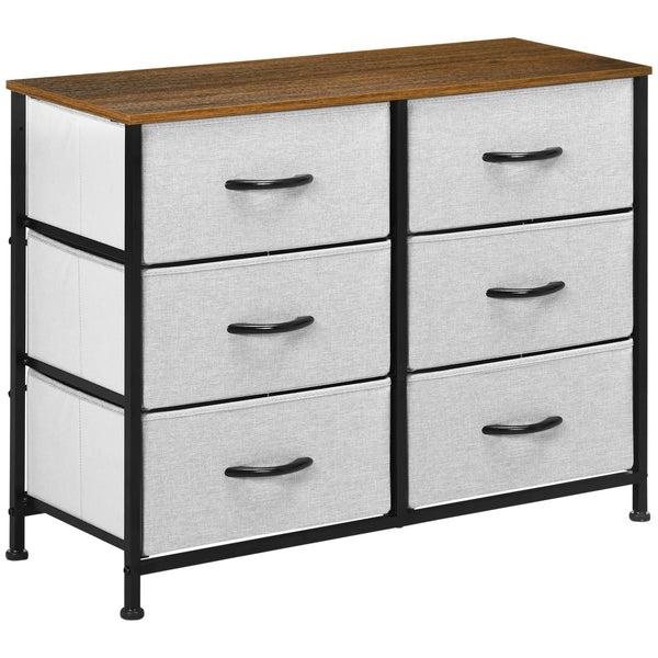 Cassettiera 6 Cassetti 80x30x62,5 cm in Legno e Acciaio Marrone Grigio e Nero acquista