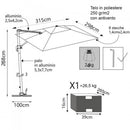 Ombrellone da Giardino con Led Pitagora 3x4 m in Alluminio Bianco Telo Bianco