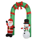 Arco Natalizio Gonfiabile H244 cm con Luci LED Babbo Natale e Pupazzo di Neve per Esterno 