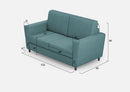 Divano 2 Posti 152x85x85 cm Yasel in Tessuto Petrolio