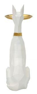 Decorazione Cane Ory Svuotatasche 27x51x74 cm in Resina e Metallo Bianco e Oro      
