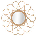 Specchio da Muro Almeria 65,5x3x65,5 cm in Specchio e Rattan e Ferro Marrone      
