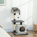 Tiragraffi per Gatti con Casetta e Lettino 85 cm in Sisal Grigio      
