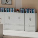 Armadietto da Ufficio 80x40x130 cm con Ripiano Interno e Cassetto in Acciaio Bianco      