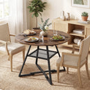 Tavolo da Pranzo 4 Posti Ø100x76 cm Stile Industriale con Ripiano in Metallo Marrone Rustico      