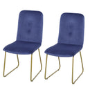 Set 2 Sedie Imbottite 44,5x59,5x91 cm in Flanella  Blu