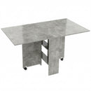 Tavolo da Pranzo Pieghevole 140x80x74 cm con Ripiani Ribalta e Ruote in Melamina Grigio Cemento      