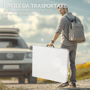 Set da Pic Nic Pieghevole a 3 Pezzi con Tavolo e 2 Panche in HDPE e Metallo Bianco e Grigio Chiaro     