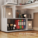 Scrivania Angolare Moderna per Ufficio 120x100x77 cm in Legno Bianco    