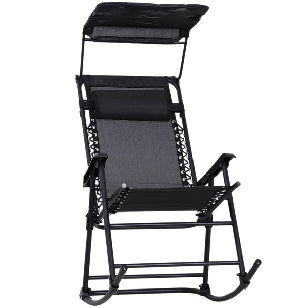 prezzo Sedia a Dondolo da Giardino Esterno con Baldacchino Nero 105x64x125 cm