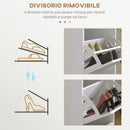 Scarpiera 3 Cassetti Ribaltabili e Regolabili 15 Paia di Scarpe 54x24x117,5 cm Bianco  