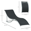 Set 2 Sdraio da Giardino 61x165x63 cm Pieghevoli in Alluminio e Textilene Nero      