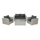 Set Salotto da Giardino Divano 2 Poltrone e Tavolino con Cuscini in Wicker Grigio
