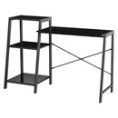 Scrivania da Ufficio 126x45x86,7 cm in Vetro e Metallo Nera