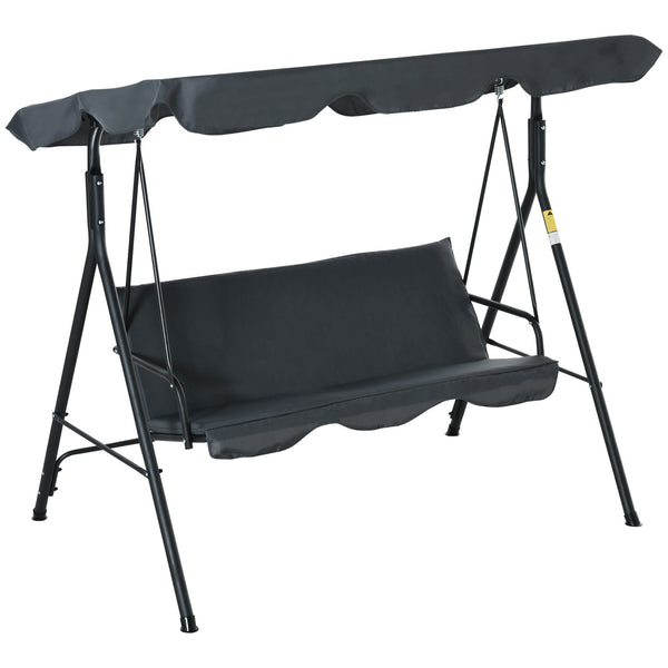 Dondolo da Giardino 3 Posti 172x120x153 cm con Tettuccio Parasole Regolabile e Cuscini Grigio acquista