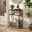 Consolle da Ingresso 55x30x81 cm a 3 Ripiani  in Metallo e Legno Nero  