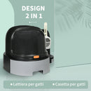 Lettiera per Gatti Chiusa con Coperchio Vassoio Estraibile e Paletta 52x60x42 cm Grigio Scuro  