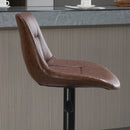Set 2 Sgabelli da Bar Vintage 46,5x50x88-108 cm Seduta in Finta Pelle Marrone    