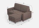 Divano 2 Posti con Pouf 168x145x85 cm Sakar in Tessuto Talpa