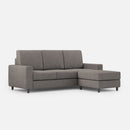 Divano 3 Posti con Pouf 208x155x85 cm Sakar in Tessuto Grigio