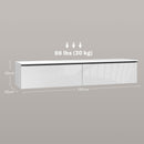 Mobile Sospeso con Armadietti con Ante a Ribalta 160x35x30 cm in Legno Bianco Lucido   