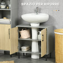 Mobile Sottolavello da Bagno 60x30x60 cm 2 Ante in Truciolato Grigio e Quercia