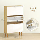 Scarpiera Slim con 3 Cassetti Ribaltabili per 24 Paia di Scarpe 80x24x127 cm Design Moderno in MDF Bianco  