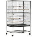 Voliera Gabbia per Uccelli 78x52x132 cm in Acciaio Grigio scuro