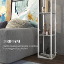 Lampada da Terra 2 in 1 Moderna 26x26x160 cm con 3 Ripiani Attacco E27 in MDF Bianco      