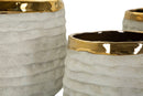 Cachepot Lima Alti Tris Ø23x17,5 cm in Ceramica Grigio e Oro      