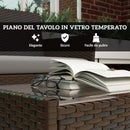 Set da Giardino con Divano 2 Posti 2 Sedie e Tavolino Basso in Rattan e Acciaio Grigio e Marrone      