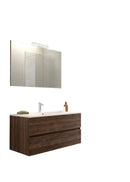 Mobile da Bagno Sospeso con Lavabo 80 cm e Specchio Bali Light Noce Scuro      