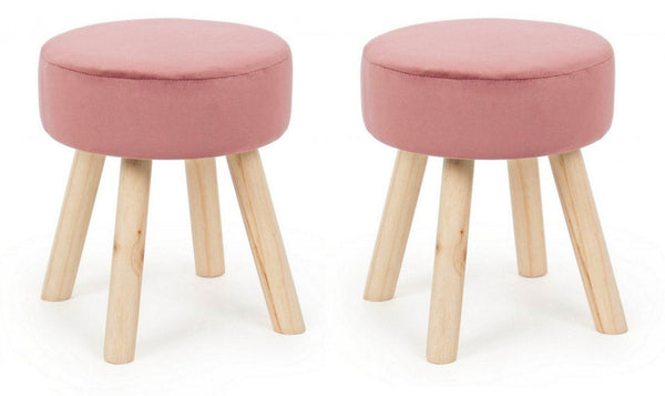 sconto Set 2 Sgabelli 34x34x38 cm in Velluto Adeline Rosa