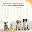 Cancelletto di Sicurezza per Cani 74,5-111,5x74,5 cm Chiusura Automatica e Apertura con Una Mano in Metallo PP e ABS Bianco      